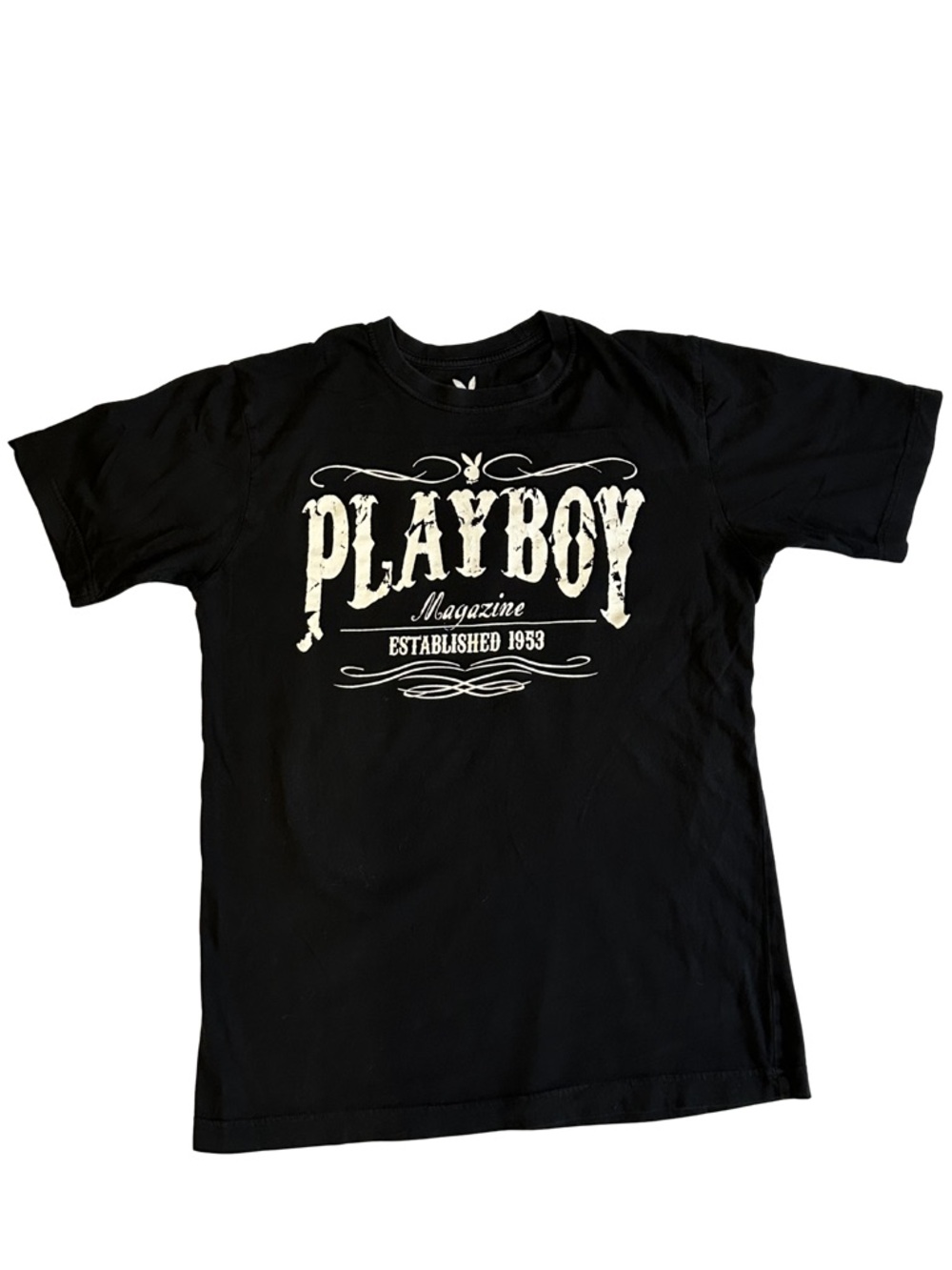 Playboy Classic Bunny Logo Graphic Tee - Faded Black - Size Medium